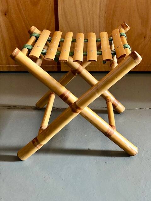 Bamboo deckchair and footrest from the 70s