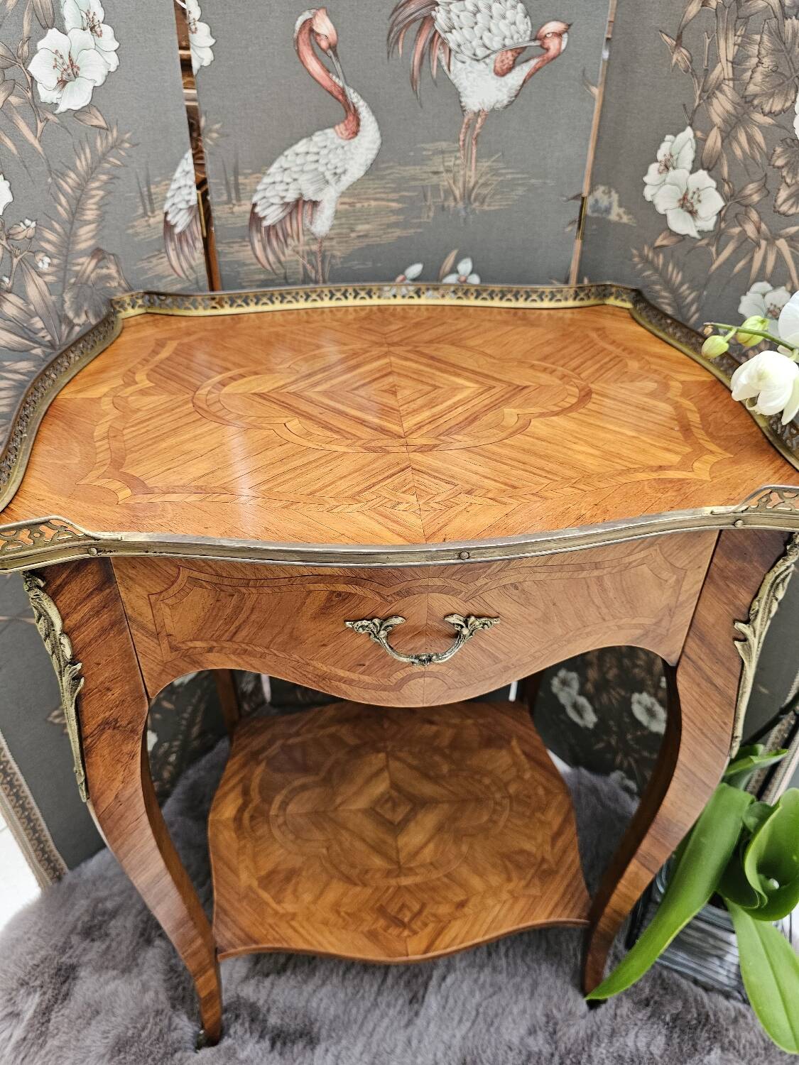 Louis XV style marquetry side table