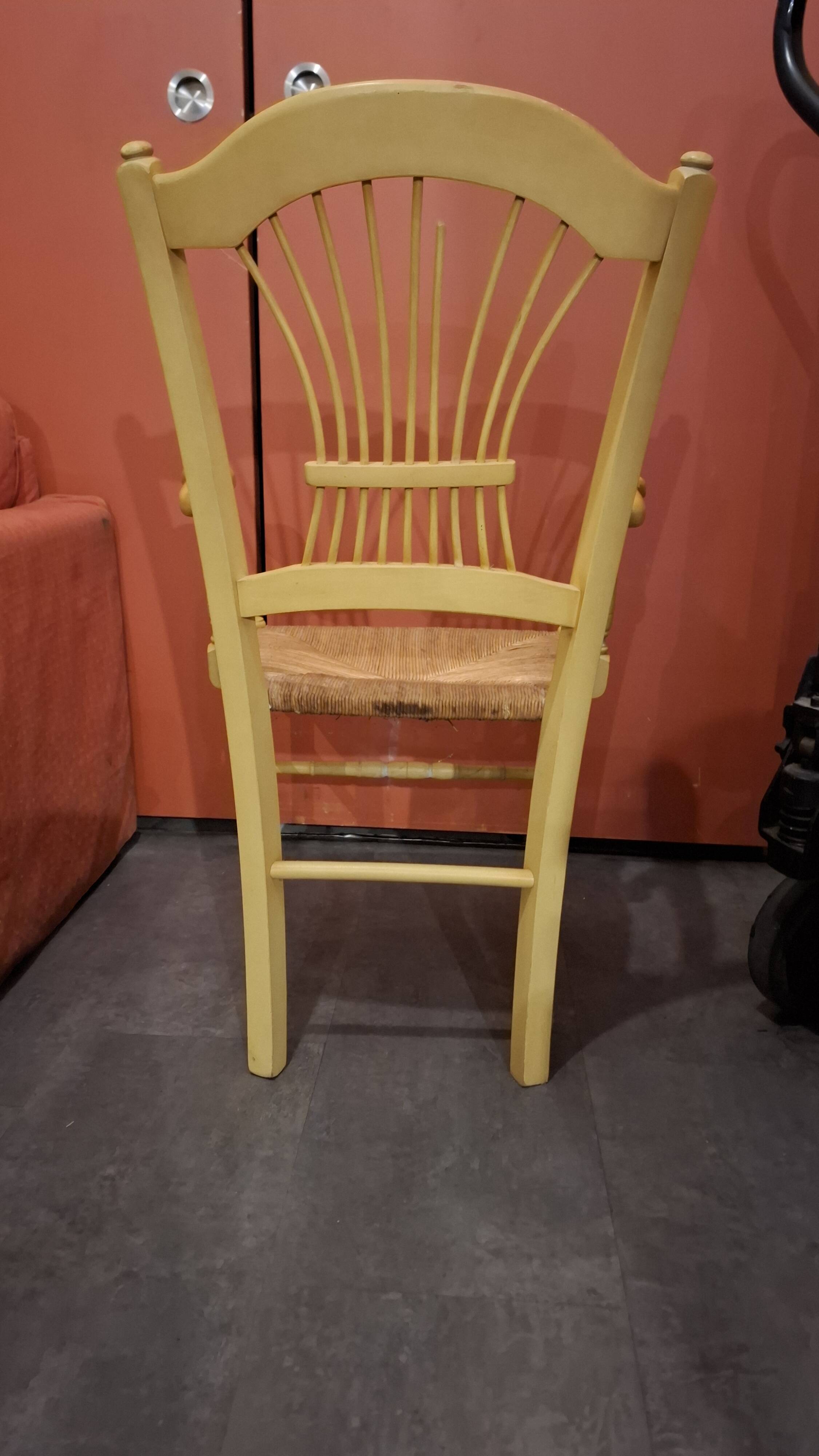 Wooden and cane armchair