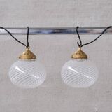 Glass and brass mid-century italian pendant light