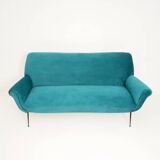 Italian Velvet Three-Seater Sofa, 1950