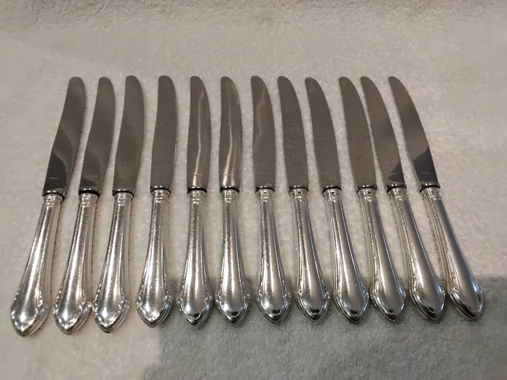 12 silver plated table knives, goldsmith SFAM, art deco style