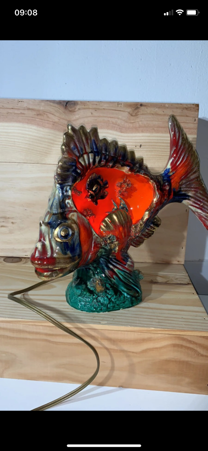 Vintage ceramic fish night light