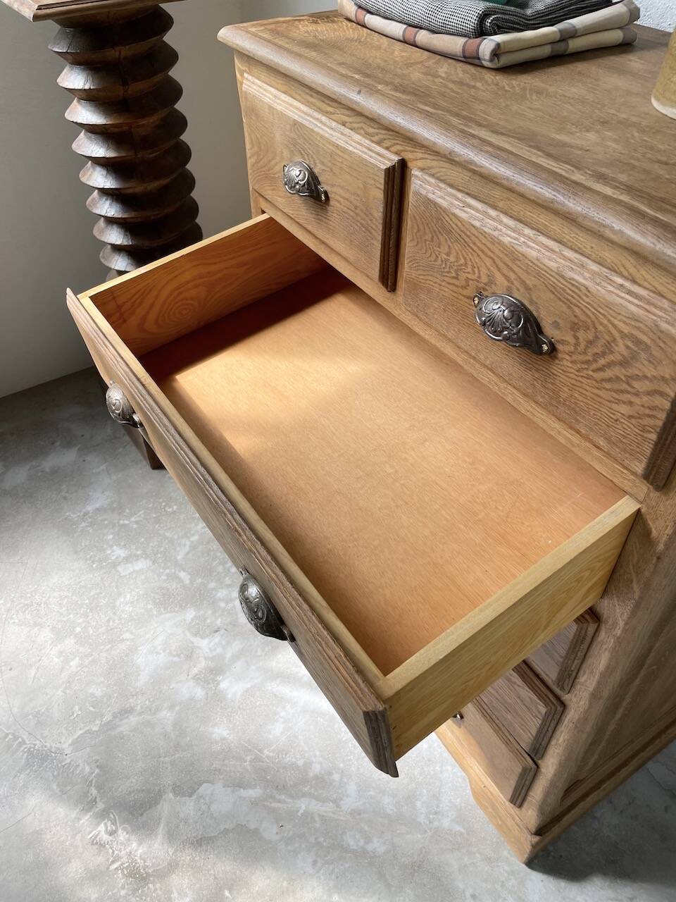 1950 oak chiffonier chest of drawers
