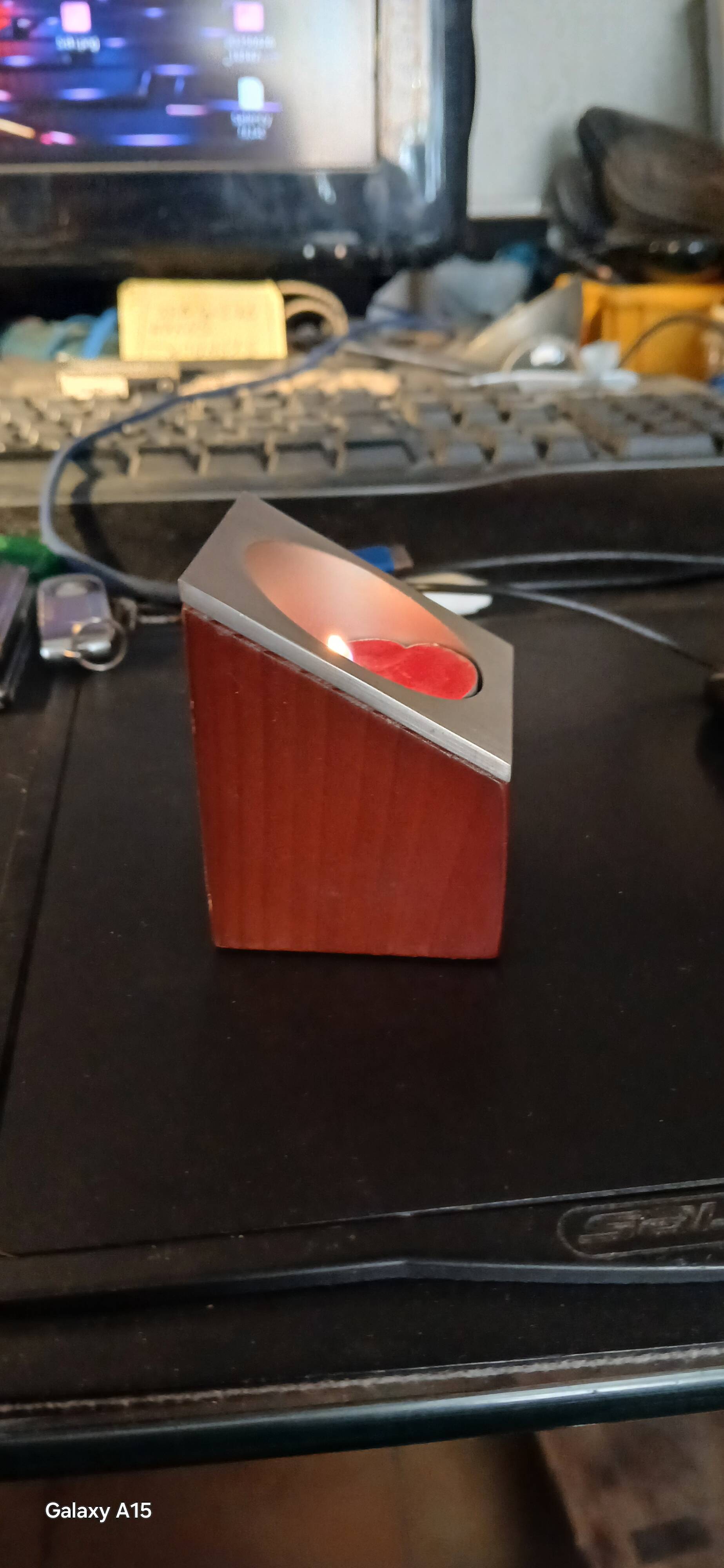 45 metal and wood candle holders