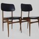 Pair of Scandinavian chairs in beech wood and skai from the 50s