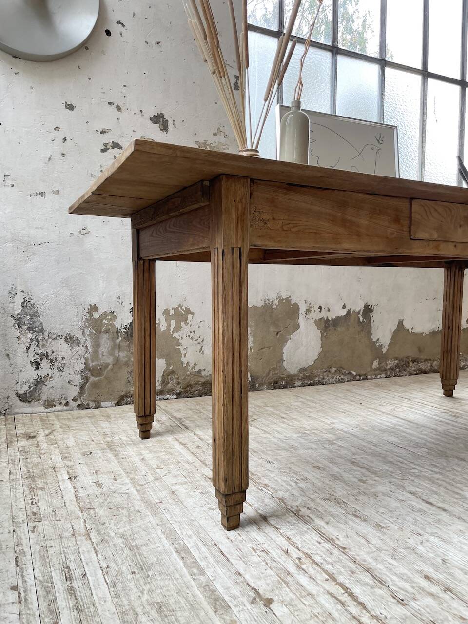 1950s oak butcher's farm table