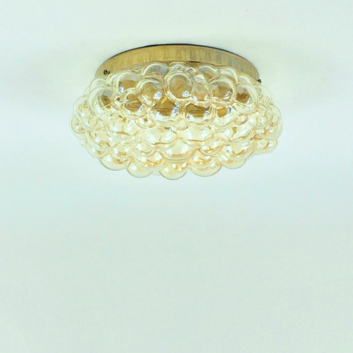 Large Mid-Century Amber Bubble Glass Ceiling Light by Helena Tynell, 1960s