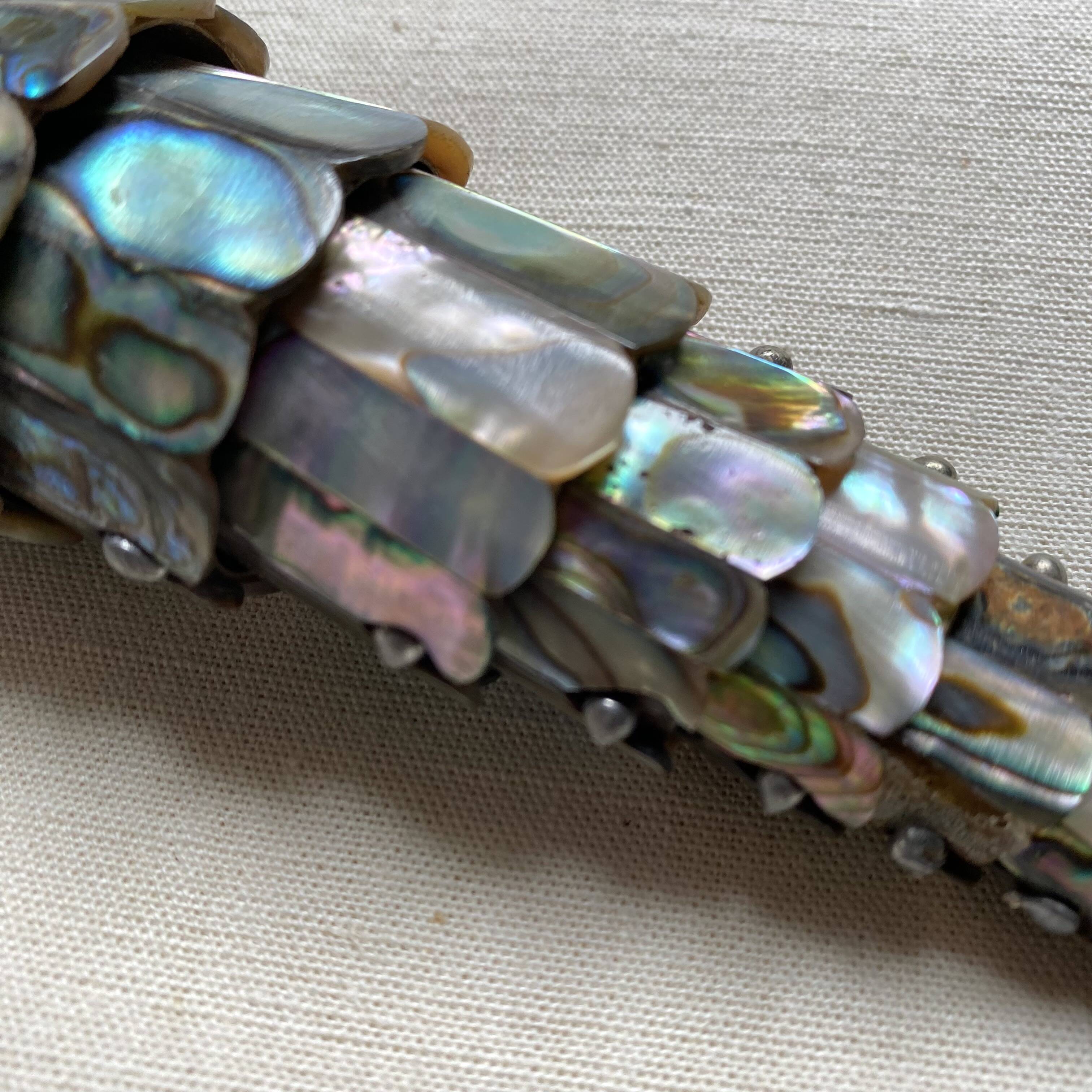 Fish-shaped bottle opener made of seashell and brass, 1970s