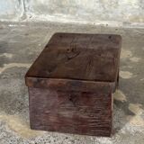 Small auxiliary stool in organic chocolate brown upcycled teak (3277)