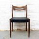 Teak and Black Leatherette Chairs, 1950s, Set of 6