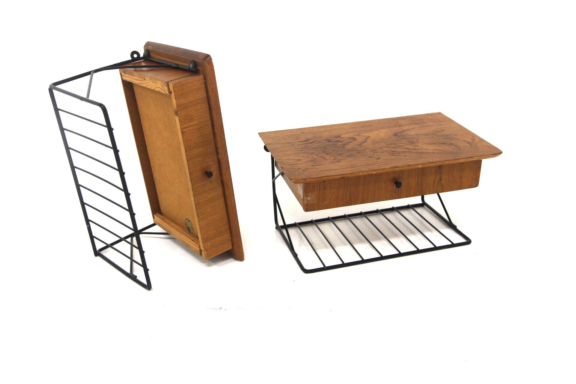 Set of 2 wall shelves in teak, Sweden, 1950.