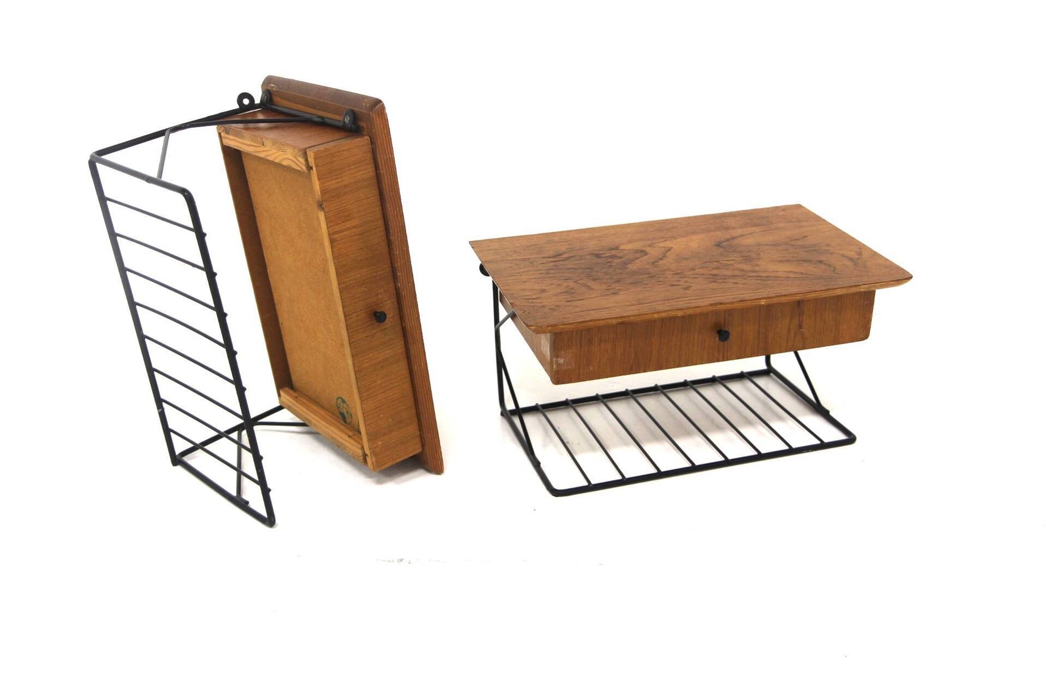 Set of 2 wall shelves in teak, Sweden, 1950.
