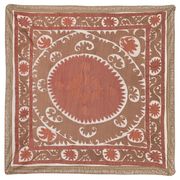 Suzani Bedspread - Neutral Red Colorful Uzbek Table Cloth - Tribal Embroidery Wall Decor