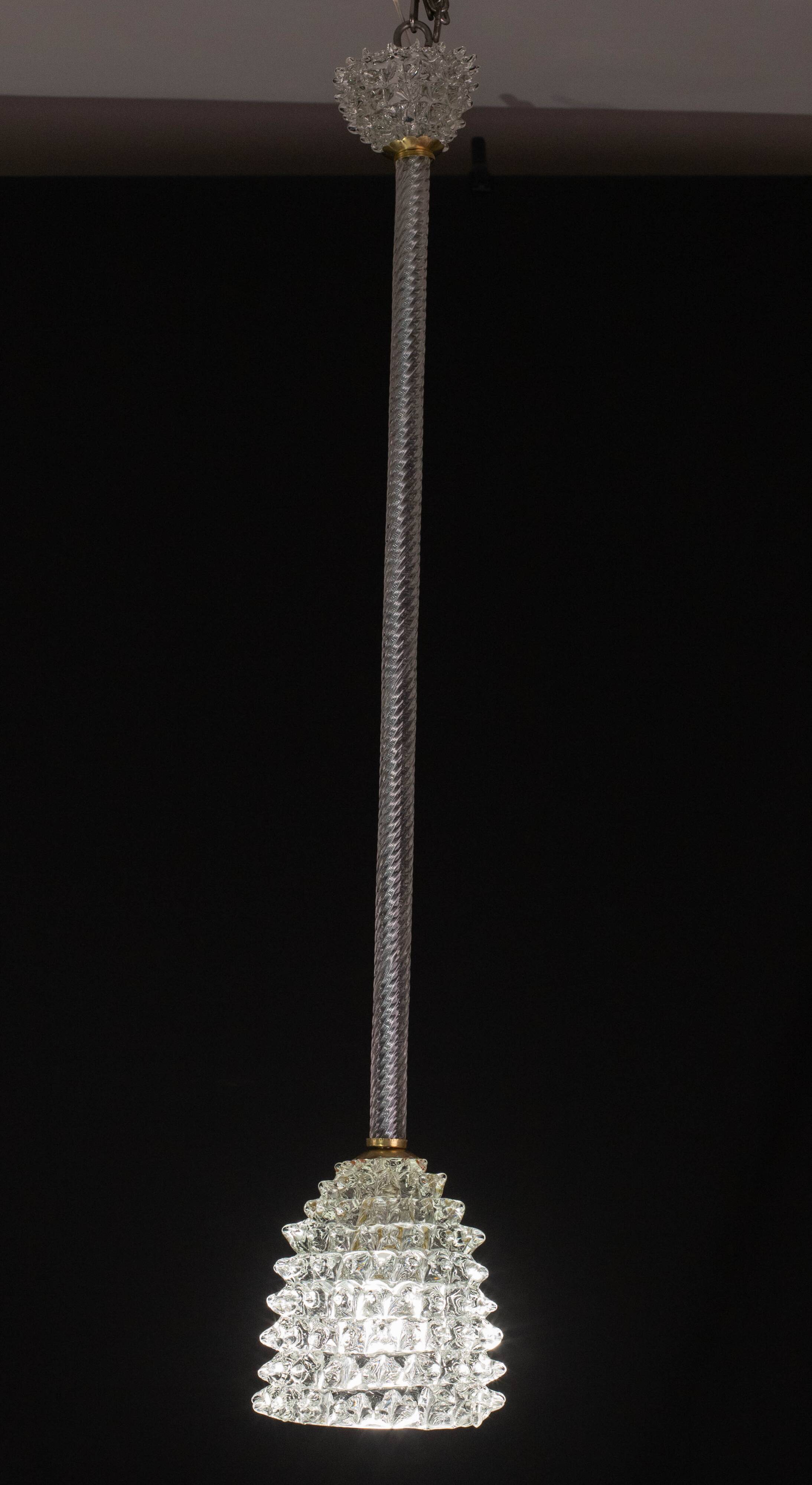 Extraordinary Clear Rostrato Murano Glass Penadant by Barovier & Toso, 1940