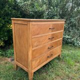 Vintage Scandinavian wooden chest of drawers with herringbone pattern - 4 drawers