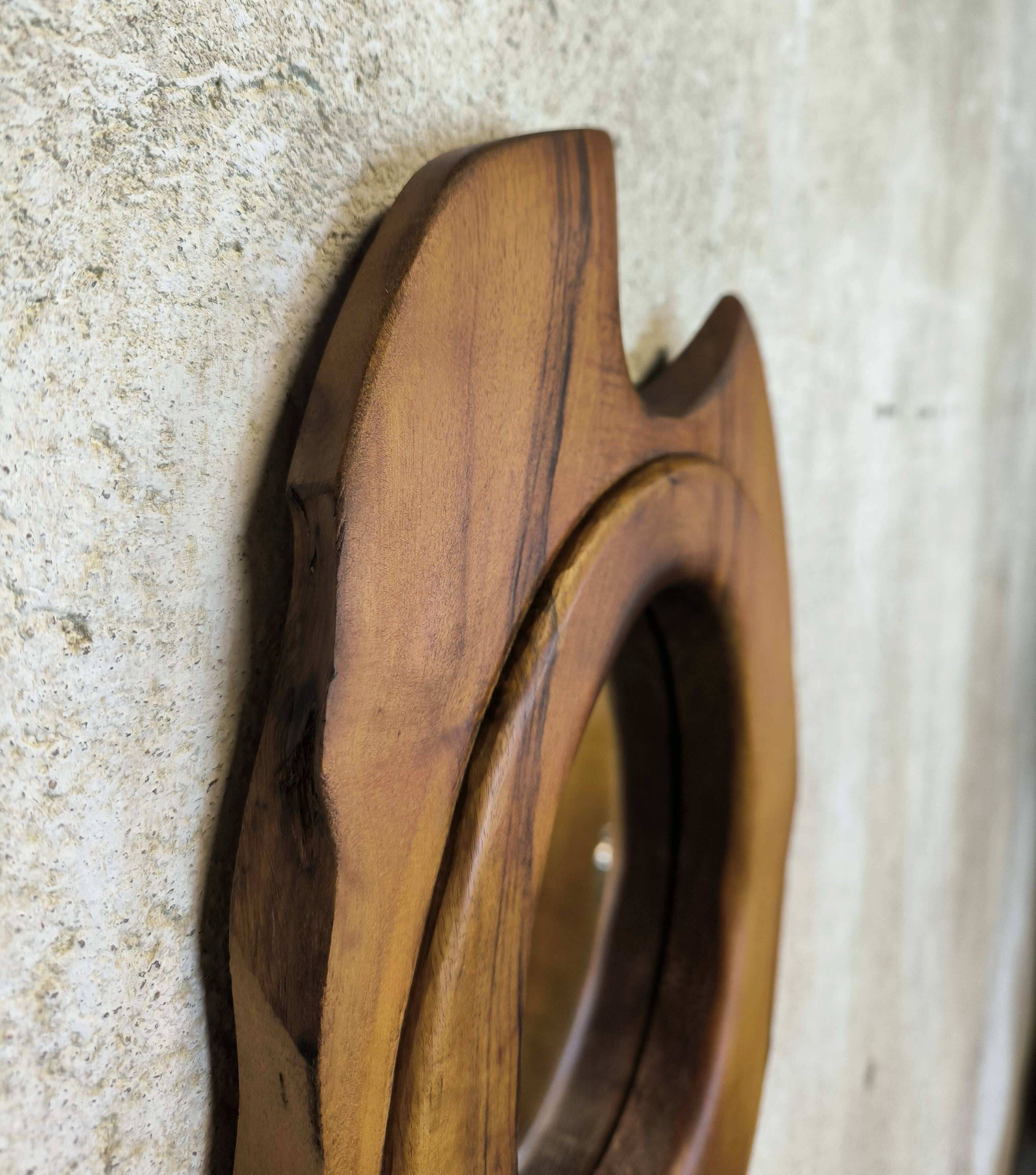 Vintage free-form mirror in solid wood