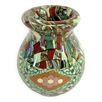 Old mixed earth mosaic vase Jean Gerbino Vallauris