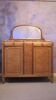 Buffet 1925 deux portes deux tiroirs et miroir biseauté, dessus marbre