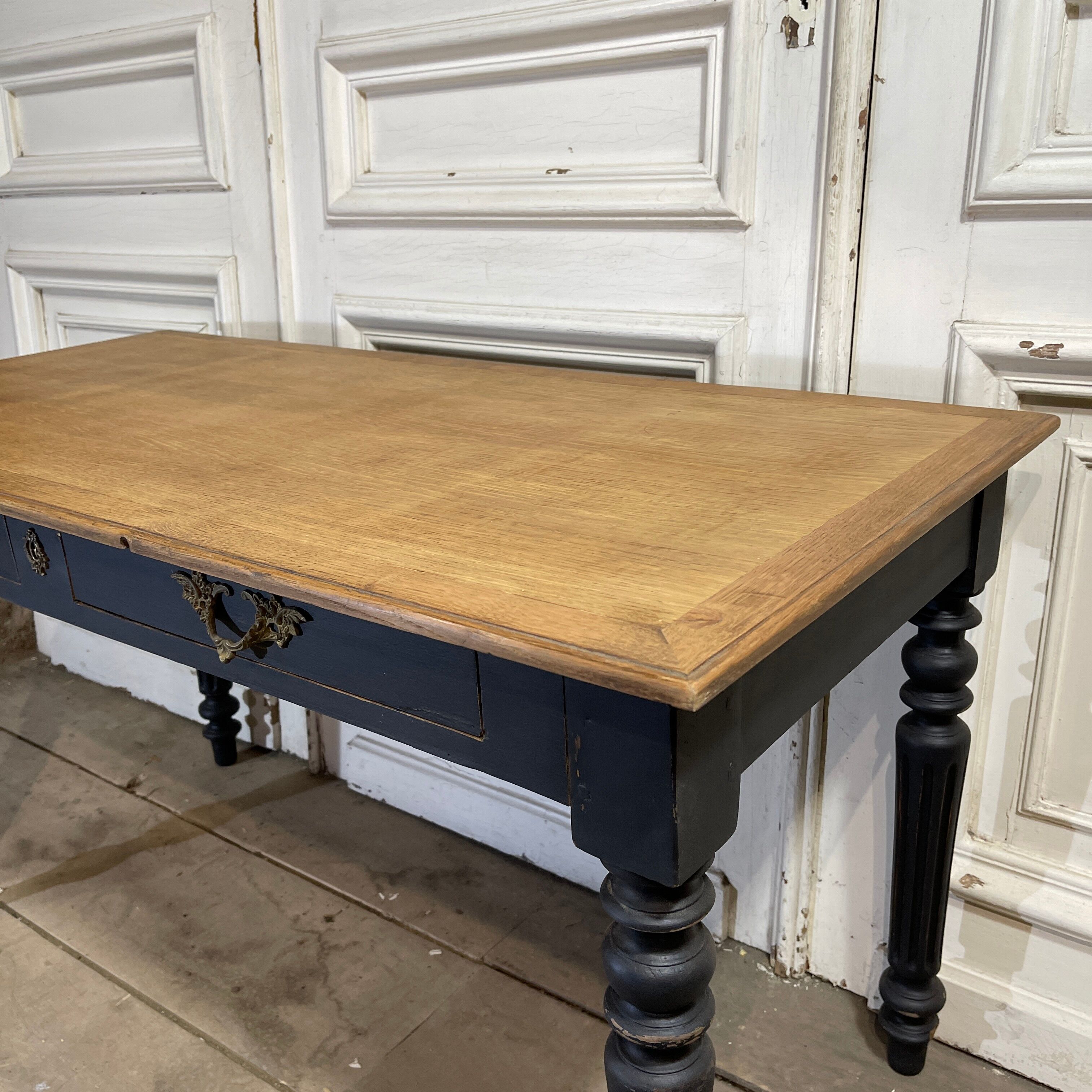 Desk 2 drawers patinated