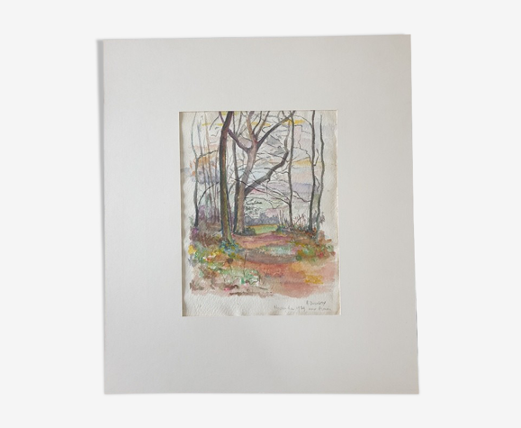 Aquarelle sur papier "Forêt" Signée en bas à droite et datée 1939, André Duculty (1912-1990)