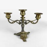 Pair of gilded metal rockery candlesticks