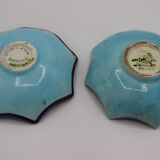 Duo of Longwy enamel saucers