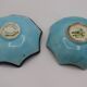 Duo of Longwy enamel saucers