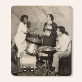 Jazz Band, 1940s b/w images on heavy wooden panels, 85 x 99 cm