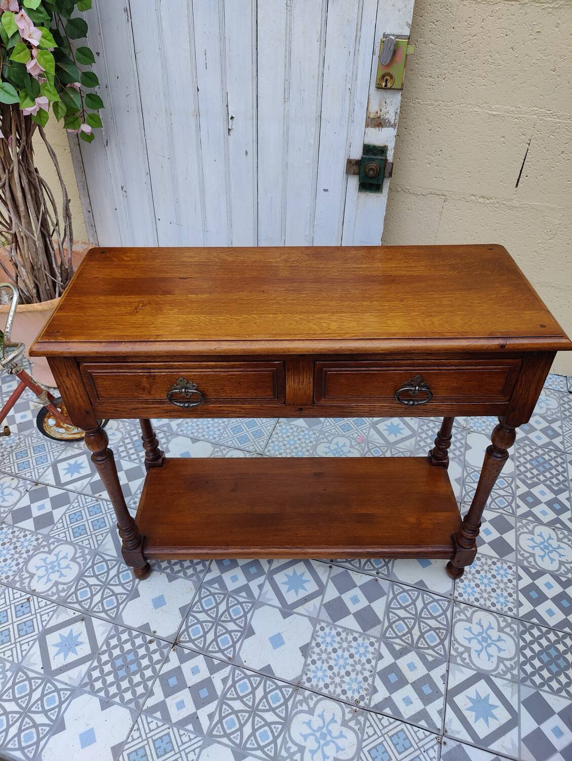 Console vintage bois massif