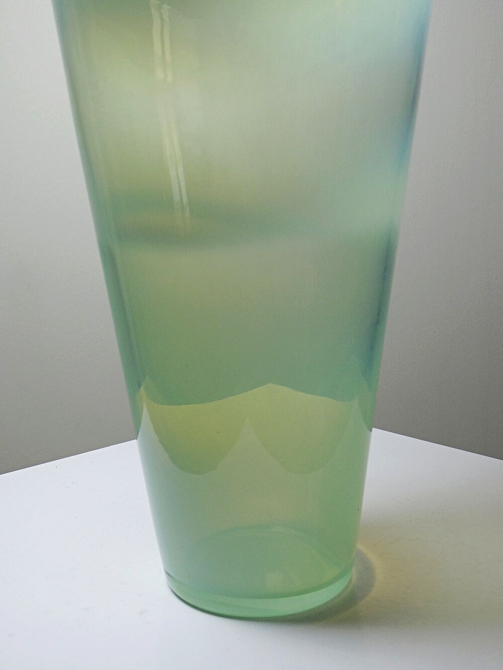 Blown opaline glass vase, Kosta Boda style, vintage Scandinavian design.