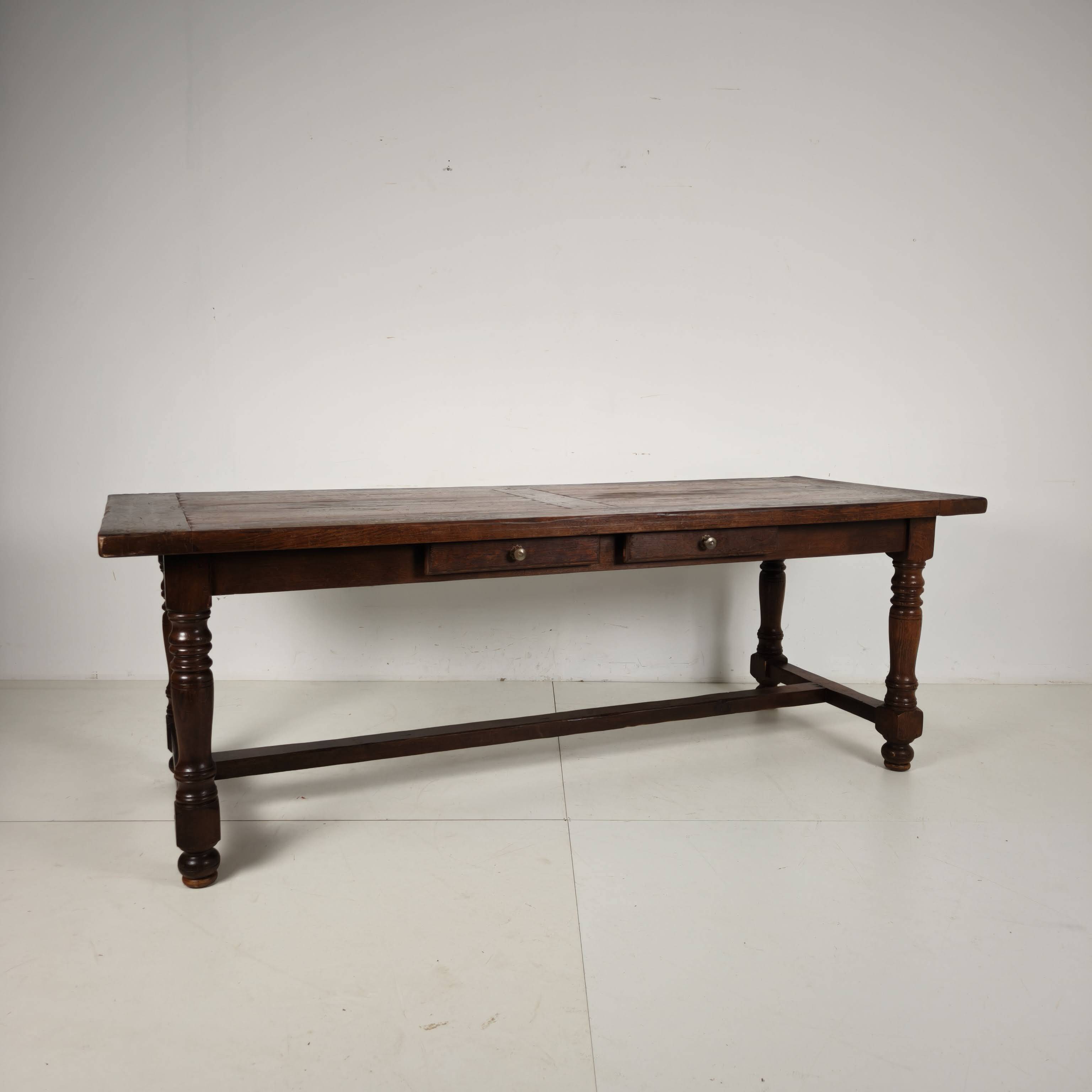 Large French Oak Monastery Table 320/220 cm, early 20th Century