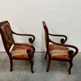 Pair of cross-back armchairs, Empire style, 19th century.