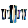 Ensemble de six mazagrans mugs en céramique bicolore, vernis métallisé. France, années 70