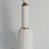 White Opaline Glass & Brass Heiberg Table Lamp, Denmark, Mid-19th century