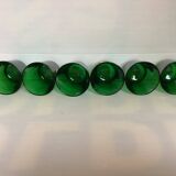 Six asymmetrical vintage green glass glasses