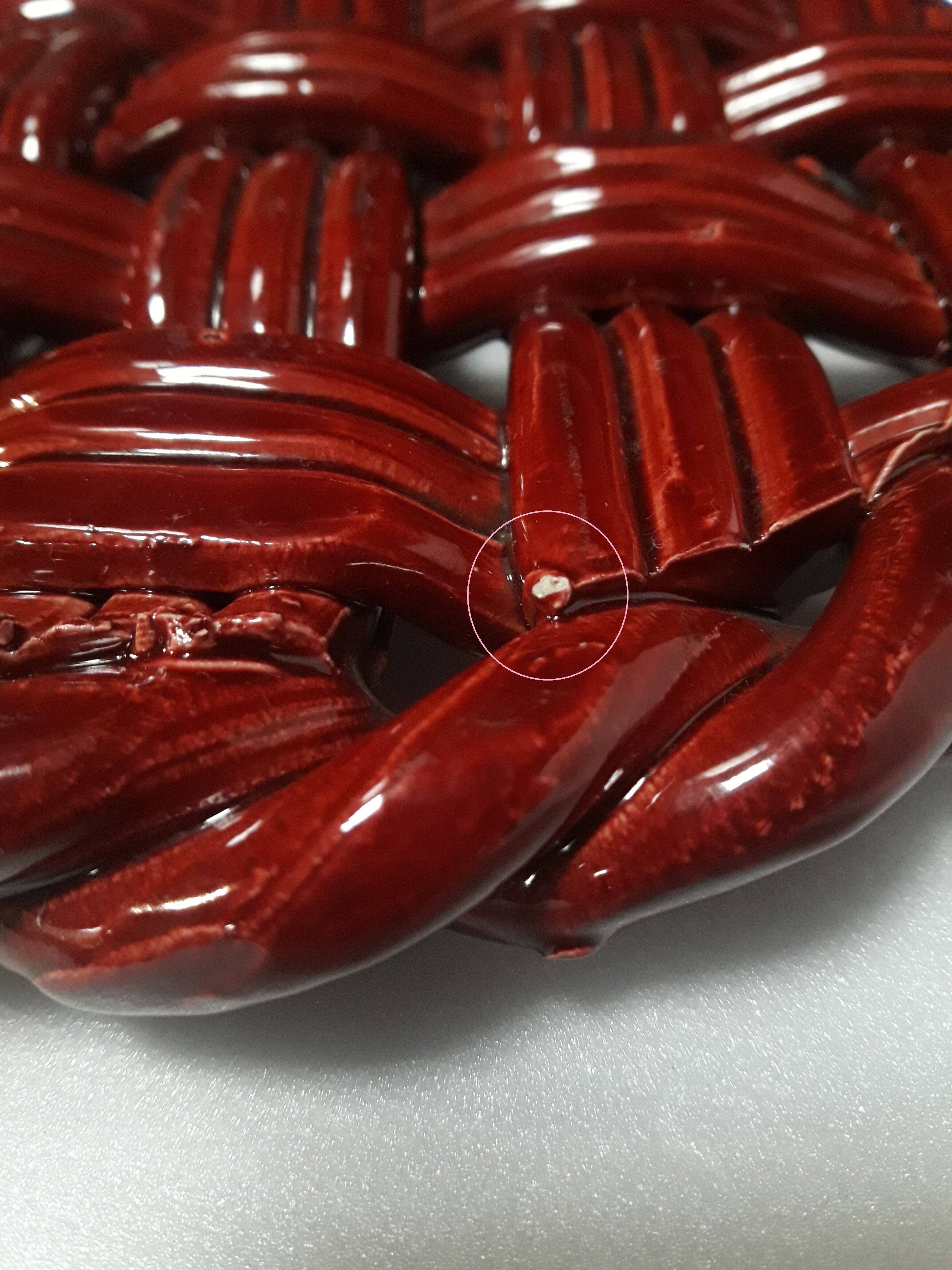 Trifle and 2 bottle coasters, woven ceramic