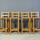 Vintage oak and papercord bar stools, 1960s