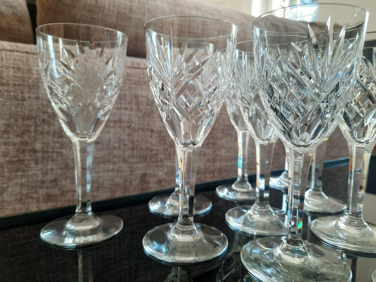 Set of 10 antique crystal glasses