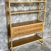 Rattan bookcase, vintage 1960