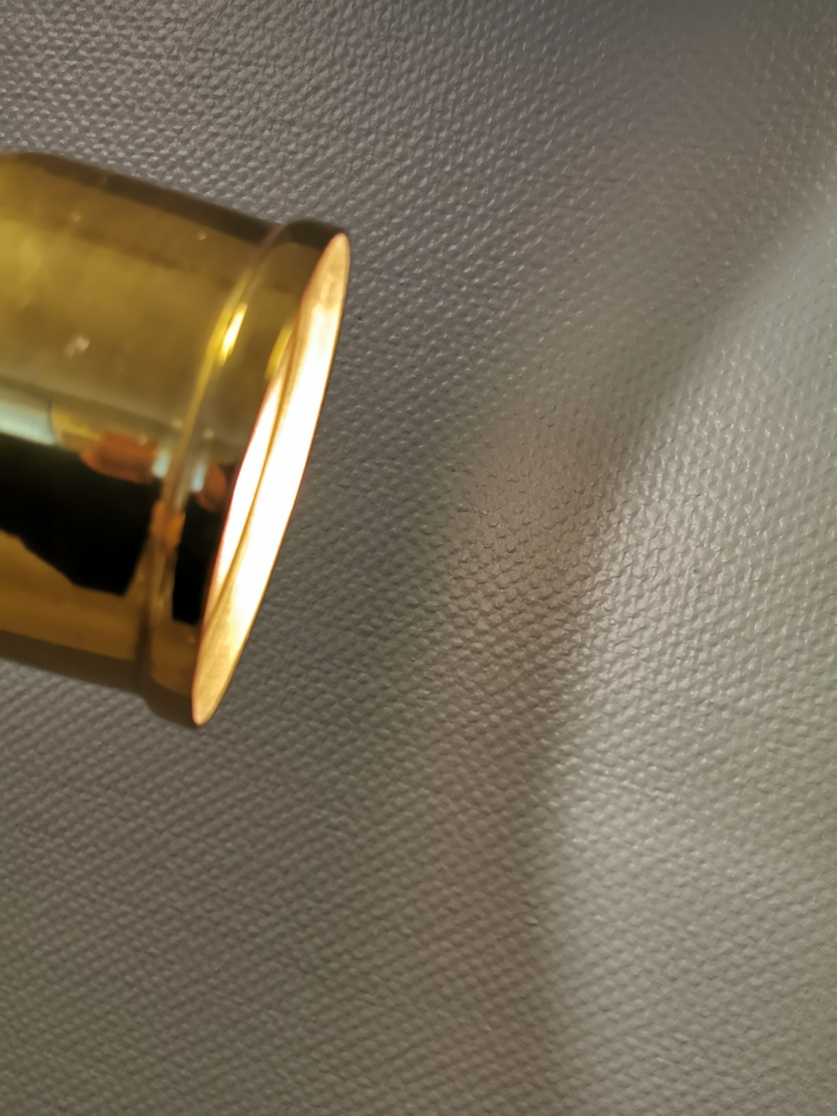 Small golden Danish hanging lamp in metal and brass.