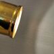 Small golden Danish hanging lamp in metal and brass.