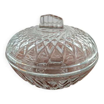 Arcoroc "Diamant" pressed glass sugar bowl – 1970s