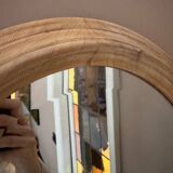 Miroir ovale en bois de pin