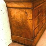 Louis Philippe period chest of drawers in walnut ronce Marble top XIX century