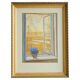 Painting of an open window with flowers, Belgium early 20th century.