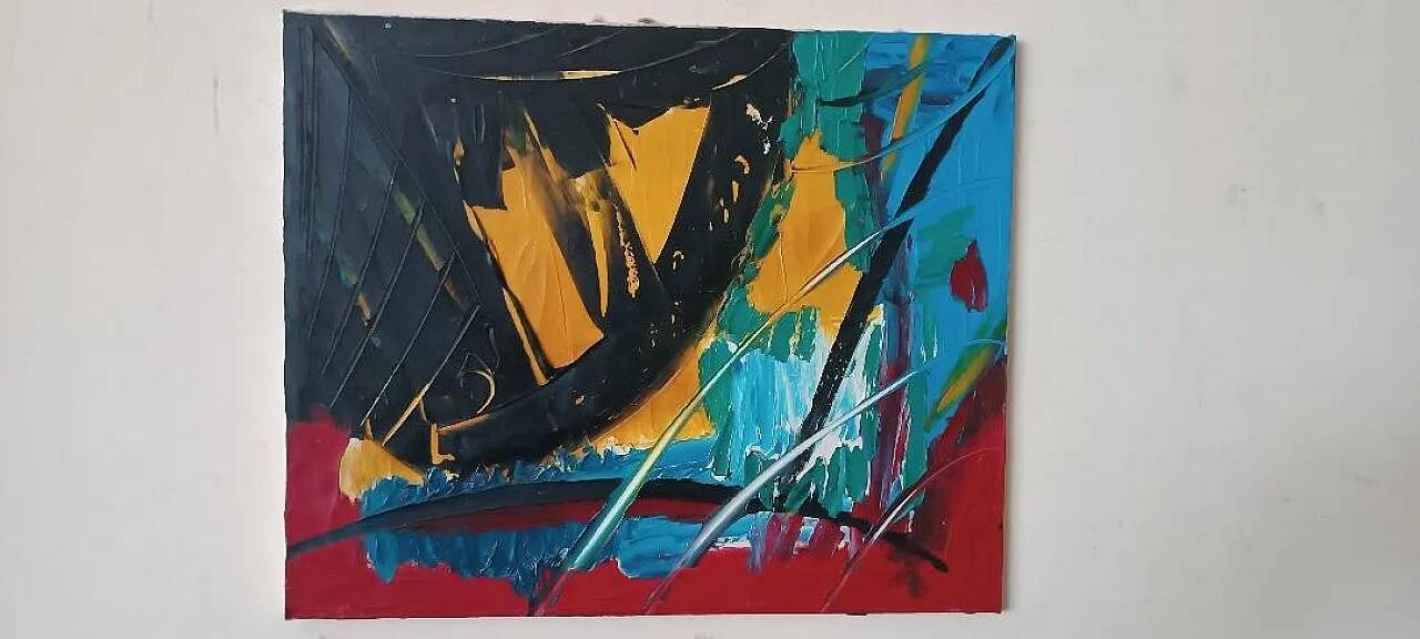 Abstract painting by Simone Ciani, oil on canvas, 20th century