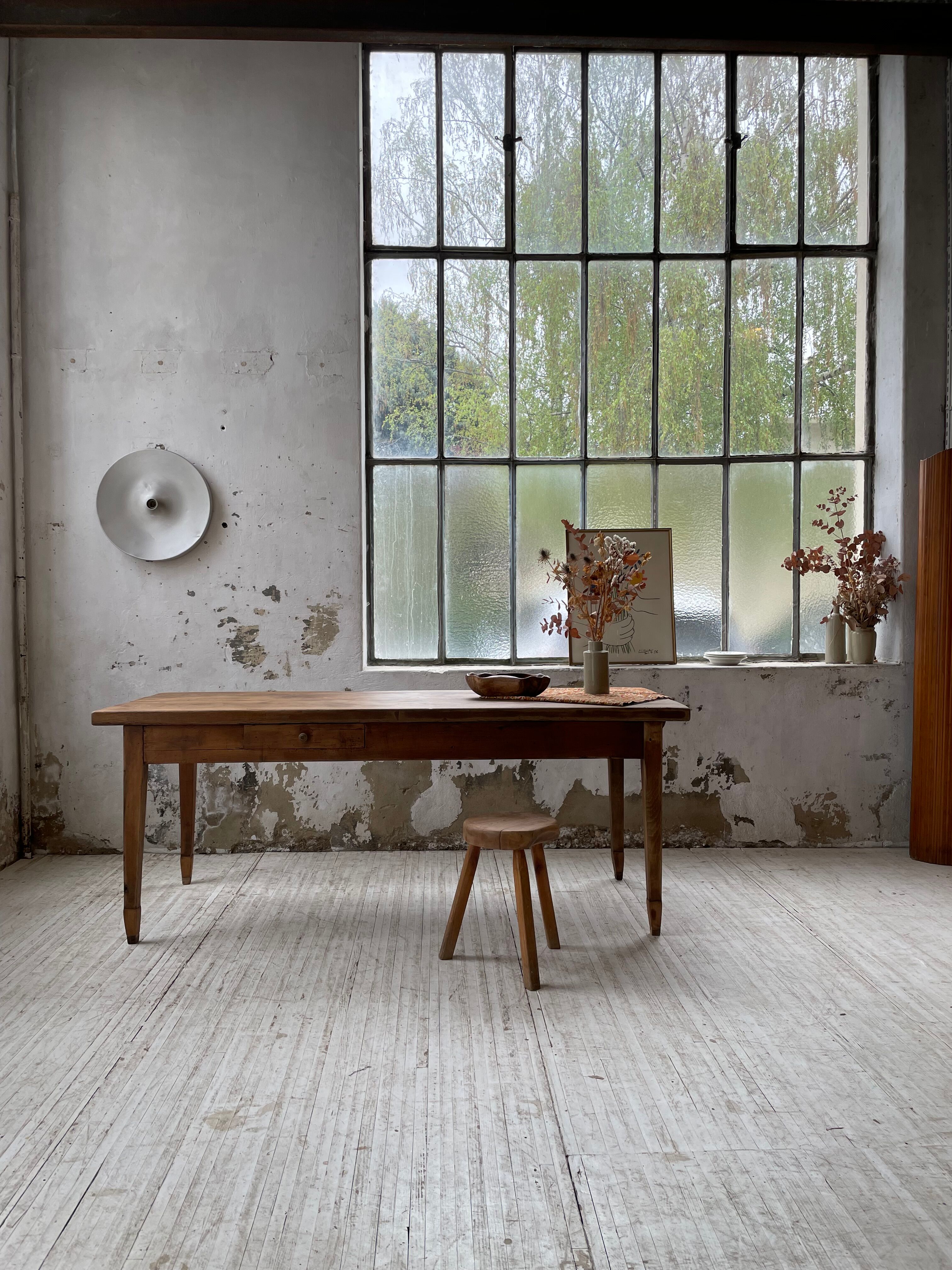 Farmhouse table in oak and walnut 2m