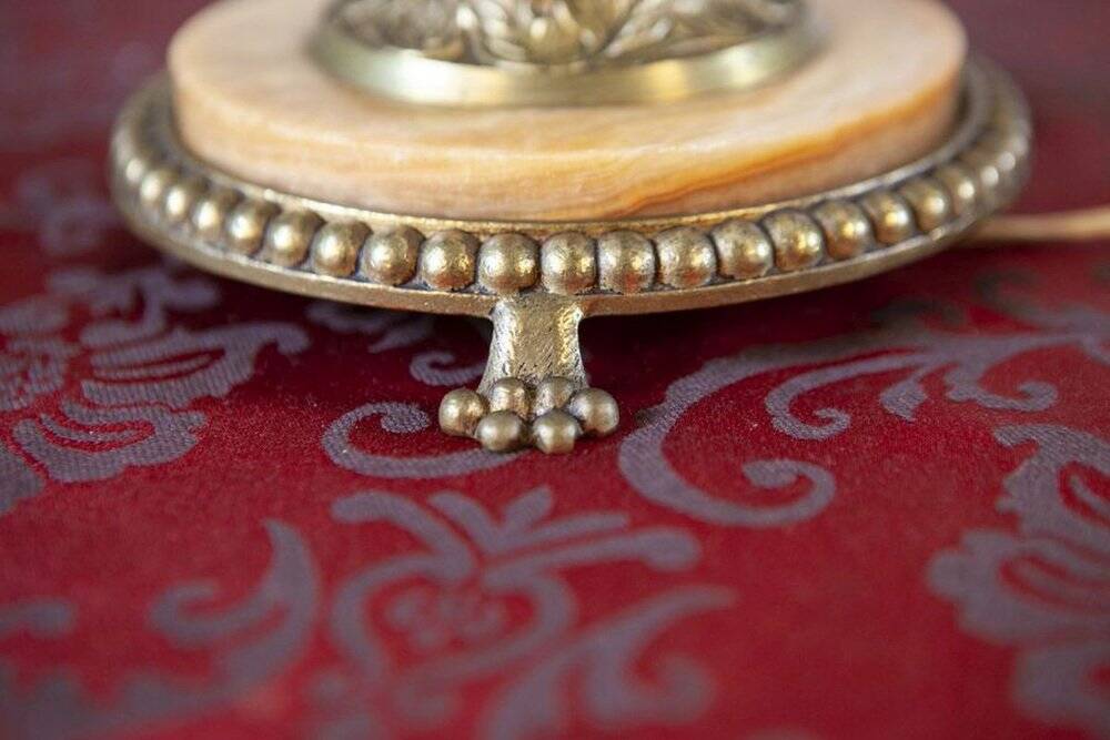 Marble and Copper Night Table Lamp, Late 20th Century