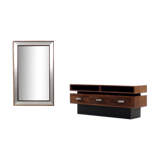 Coiffeuse scandinave moderne en palissandre avec miroir oblong, années 1970